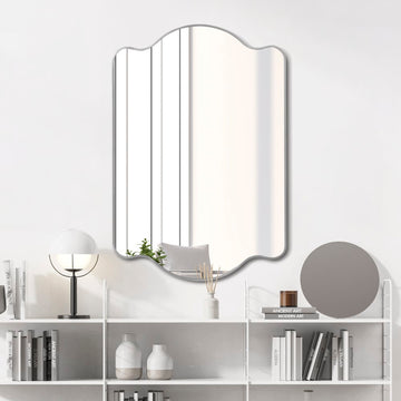 Louisa 24 in. W x 36 in. H Medium Scalloped Rectangular Metal Framed Wall Mirror - JONATHAN Y
